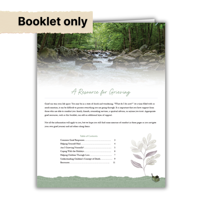RTS 2775-E  Booklet only: A Resource for Grieving (no folder)